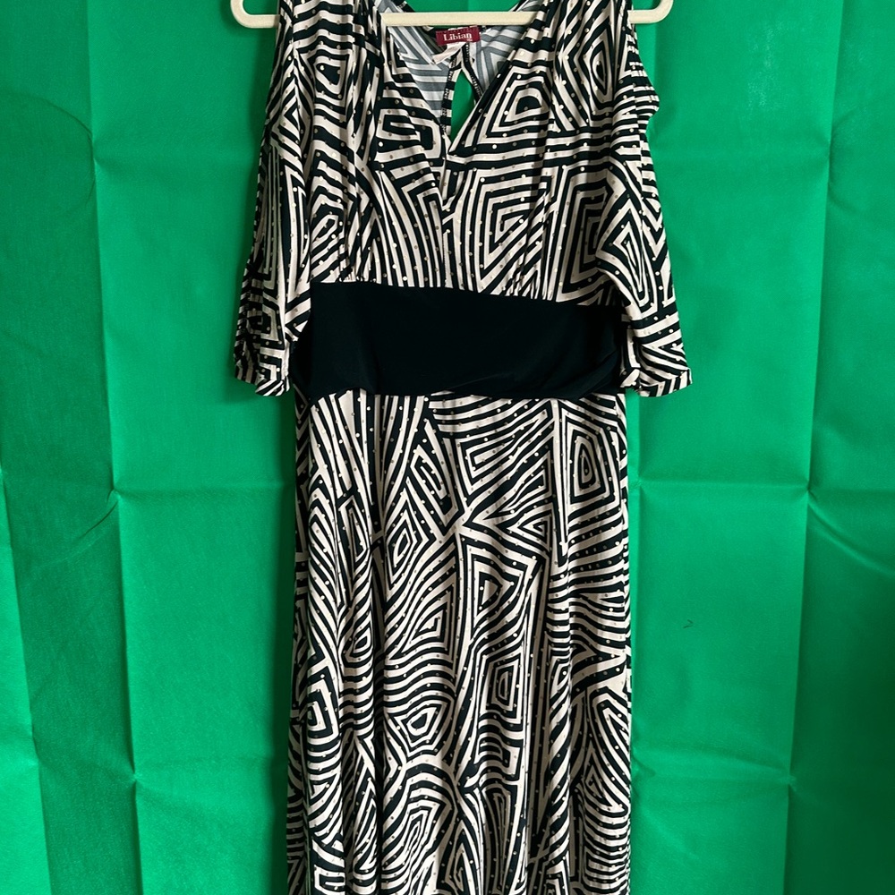 Carmen’s Black & White Collection- Stylish Black and White Geometric Dress